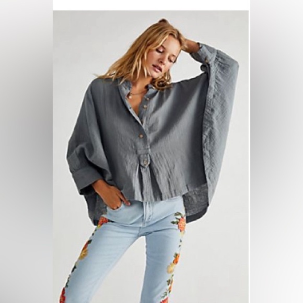Free People Button Down Pullover - Oversized & Flowy w/ Dolman Sleeves NWOT - XL